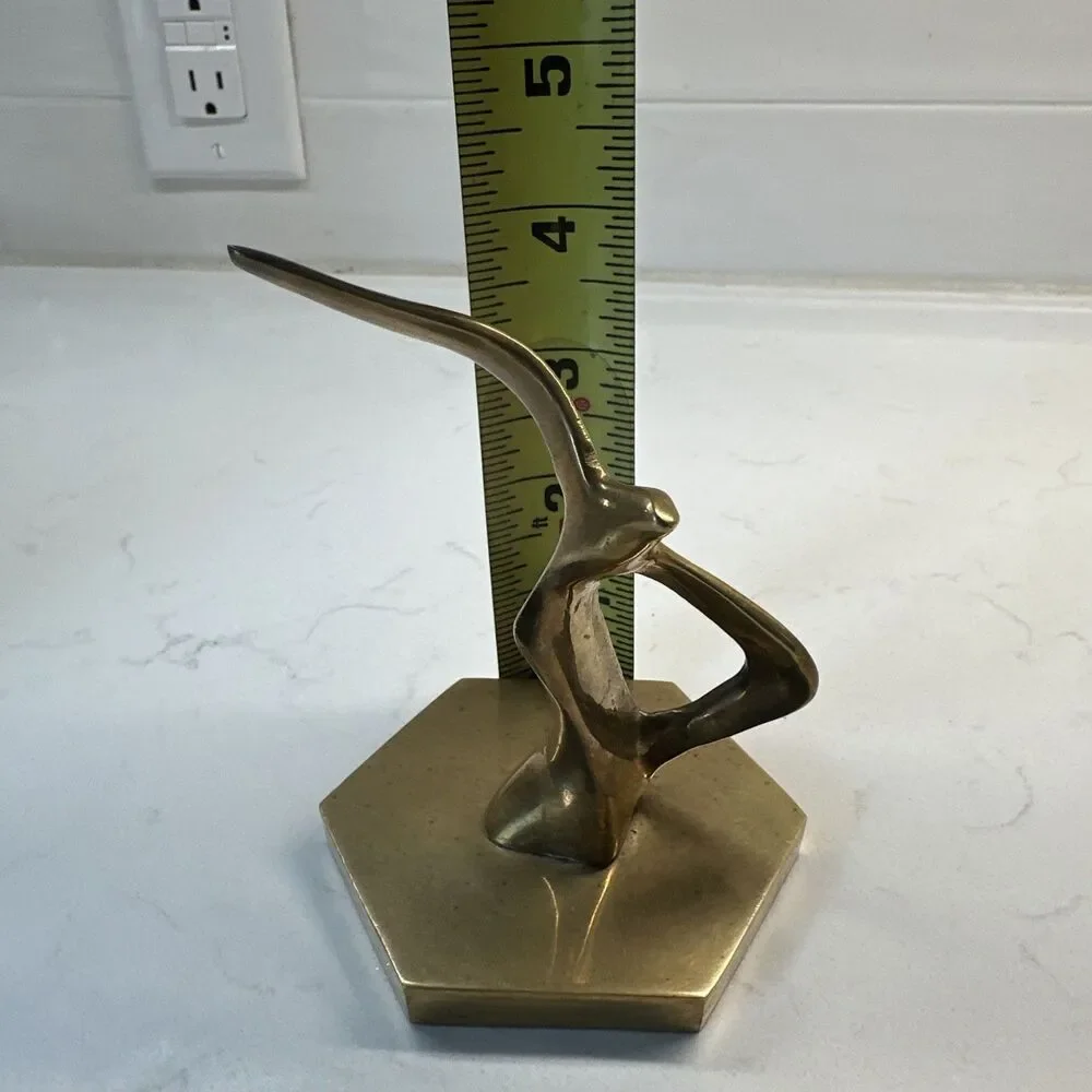 VTG Brass Sculpture Mid Century Abstract Seagull in Flight 4.5
